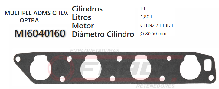 JUNTA DE ADMISION OPEL OPTRA, CAPTIVA X20SED 2.0L 95/96