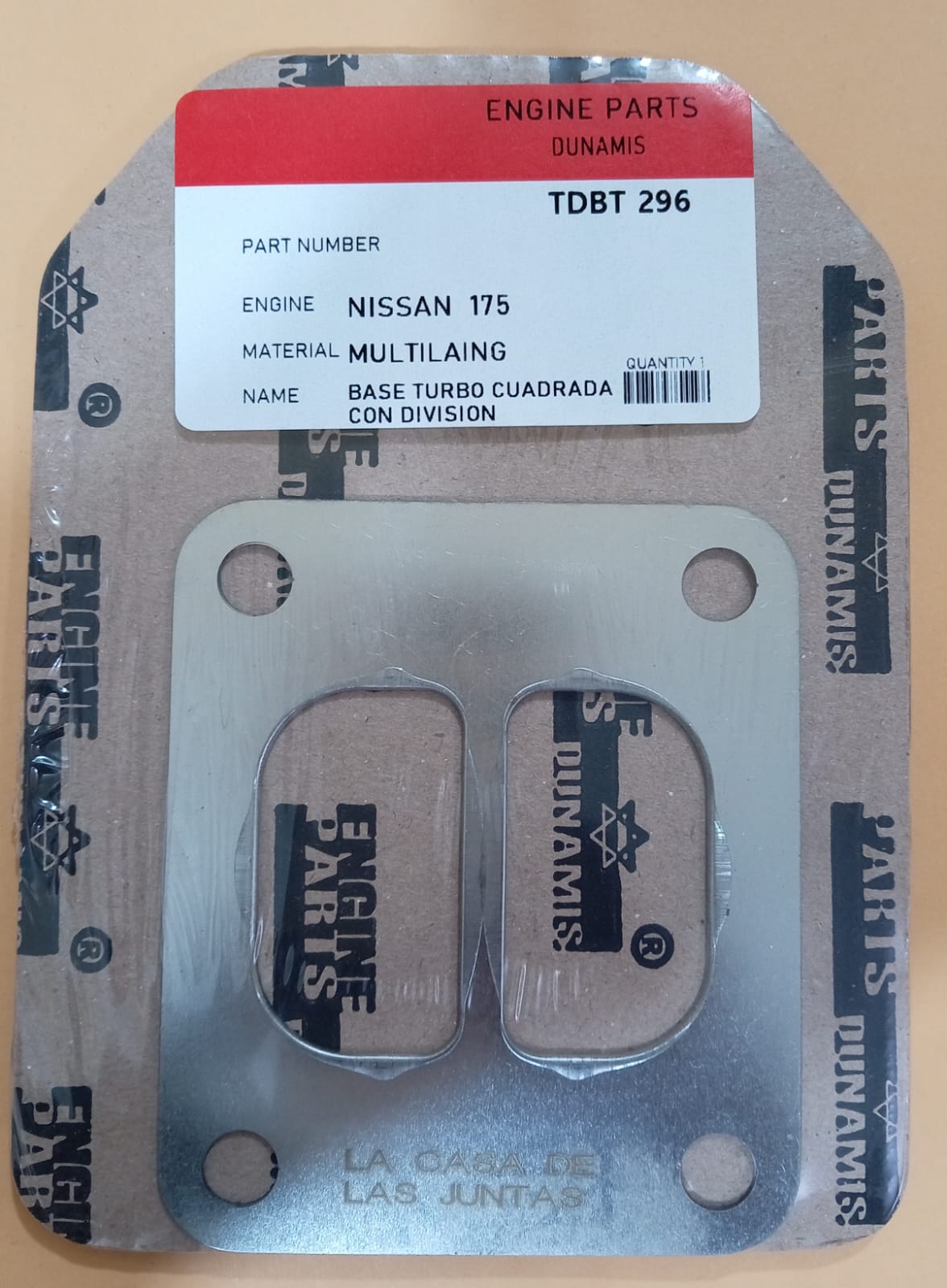JUNTA DE TURBO NISSAN 175 CUADRADO CON DIVISION