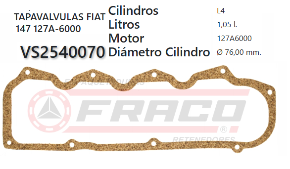 JUNTA DE T/VALVULA FIAT UNO, 147 1.3L 81/91