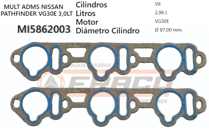 JUNTA DE ADMISION NISSAN PATH-FINDER  VG30/VG30T 83UP.12 VAL.(X2)