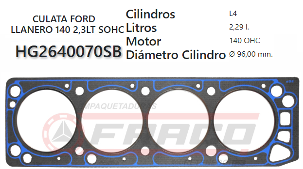 JUNTA DE CULATA FORD MUSTANG 140 2.3 74/84