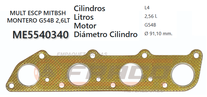 JUNTA DE ESCAPE. MITSUBISHI GALANT 2.6 G54B 80/UP.