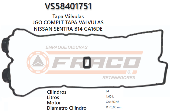 JUNTA DE T/VALVULA NISSAN SENTRA GA16DNE B14 91/94 (SET)