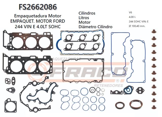 Junta de JUEGO JUNTAS FORD EXPLORER 244 SOHC 4.0L 00/07