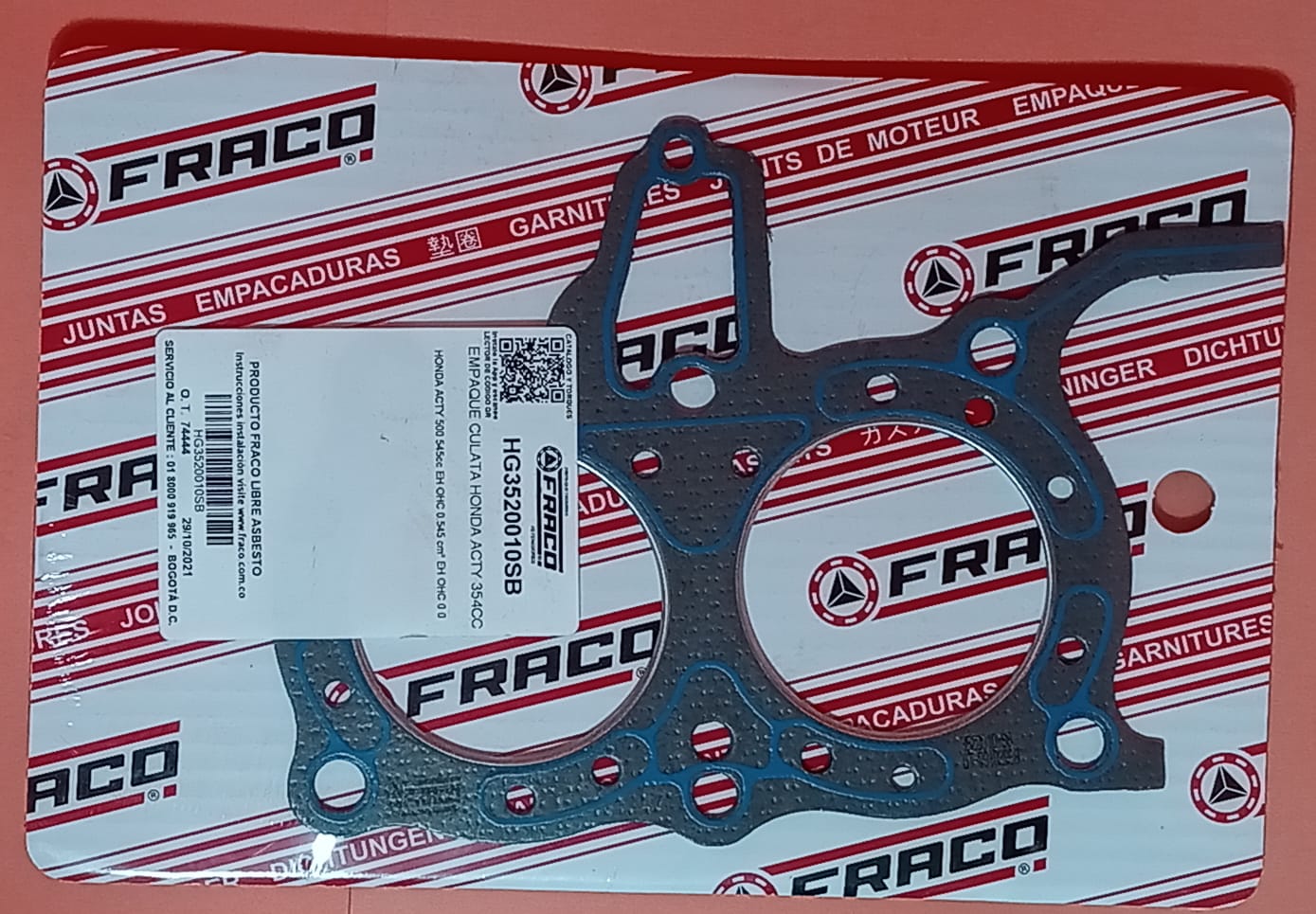 JUNTA DE CULATA HONDA ACTY 2 CIL.