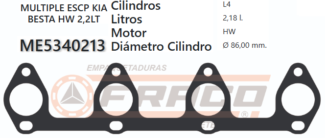 JUNTA DE ESCAPE. MAZDA PICKUP/KIA BESTA RF 84/UP