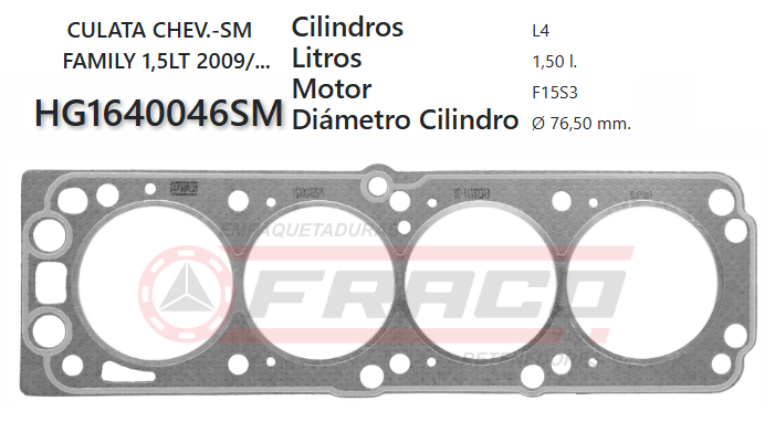 JUNTA DE CULATA CHEVROLET AVEO, FAMILY F15S3 1.5LT 09/15