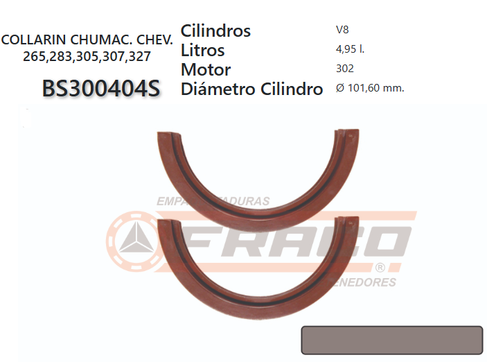 Junta de RETENEDORA CHEVROLET 200/229/250/265/283/292/302/305/307/327/