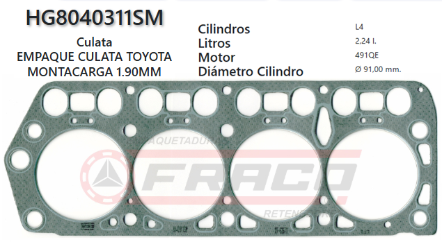 JUNTA DE CULATA TOYOTA HI-LUX 4Y-EC 2.2L 85/90
