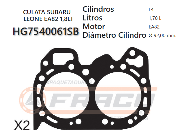 JUNTA DE CULATA SUBARU LEONE 1800 EA82T 85/94