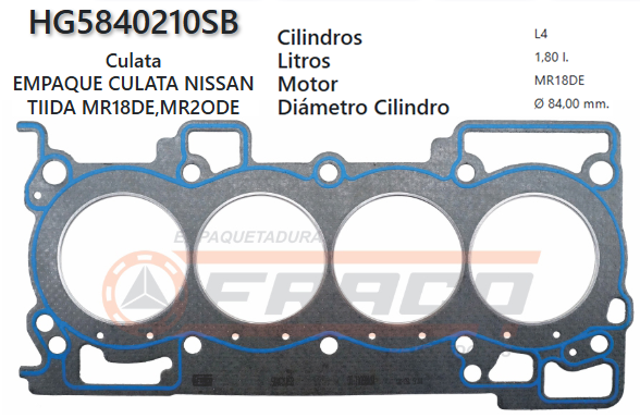 JUNTA DE CULATA NISSAN TIIDA / QASHQAI MR18 / MR20 1,8 / 2.0L 07/11