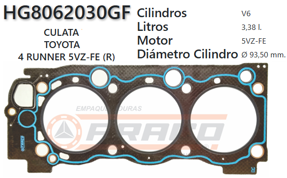 JUNTA DE CULATA TOYOTA PRADO/RUNNER V6  5VZ-FE 88/95  (DER)
