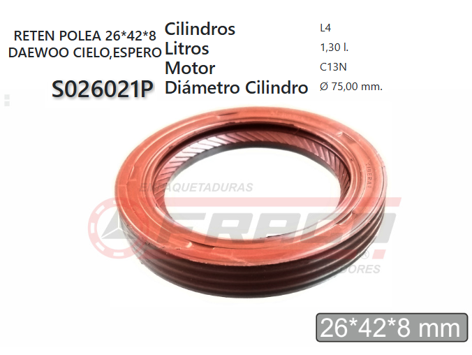 JUNTA DE RETENEDORA DAEWOO RACER/CIELO G15MF 1.5/1.6 93/98