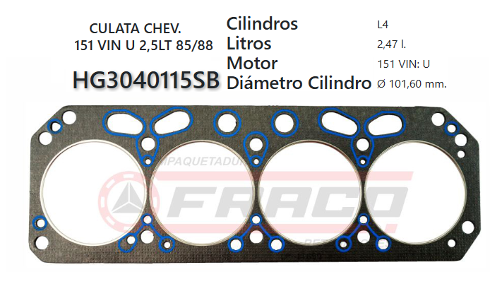 CULATA CHEVROLET 151 VIN U 2.5 85/86