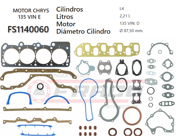 Junta de JUEGO JUNTAS DODGE/CHRYSLER 2.2/2.5 86/UP