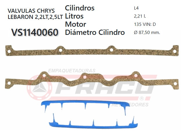 JUNTA DE T/VALVULA DODGE/CHRYSLER 135/153 2.2/2.5 85/93