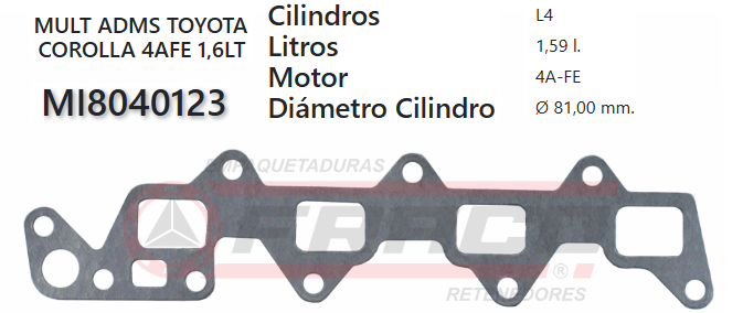 JUNTA DE ADMISION TOYOTA COROLLA 4A-FE 87/89 16VAL