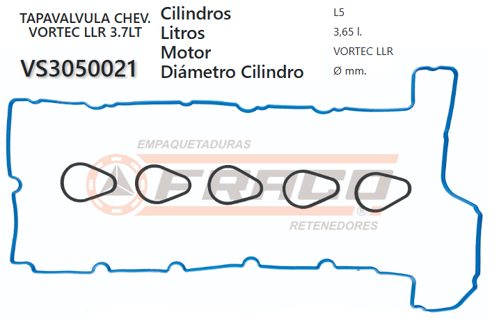 JUNTA DE T/VALVULA CHEVROLET COLORADO, HUMMER H3 3700 LLR 3.7L 07/12