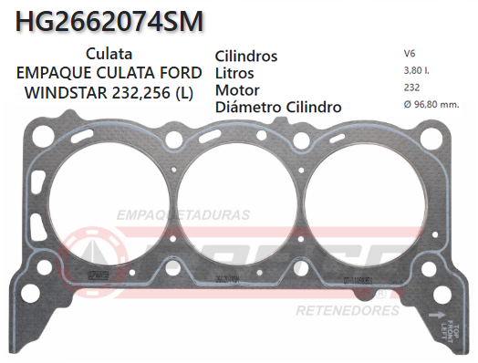 JUNTA DE CULATA FORD WINDSTAR, F-150 232 4.2L 96/98 (IZQ)