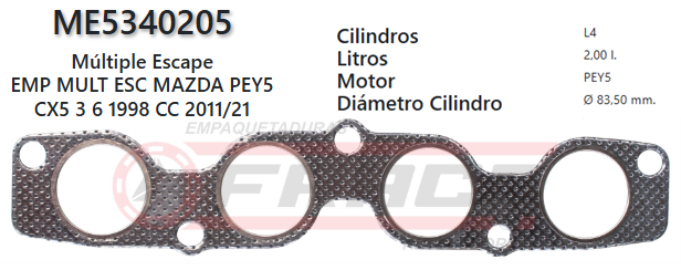 JUNTA DE ESCAPE. MAZDA BT-50, WLCD, 2.5L, 06/UP