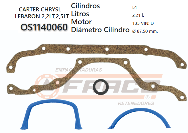 JUNTA DE CRANK DODGE/ CHRYSLER 2.2/2.5 89/95