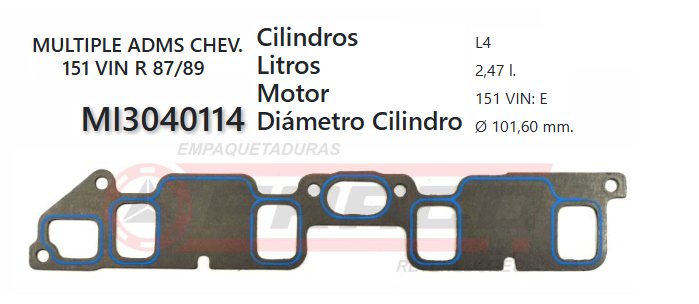 JUNTA DE ADMISION CHEVROLET LUMINA 151 VIN E 2.5 90/92