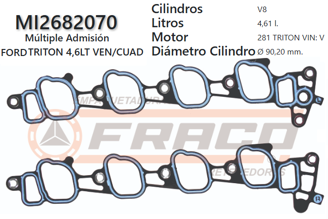 JUNTA DE ADMISION FORD F-250 TRITON/LOBO 281/330 4.6/5.4  00/03 (X2)
