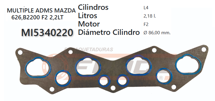 JUNTA DE ADMISION MAZDA 626/B2200 F2 88/92 12VAL.