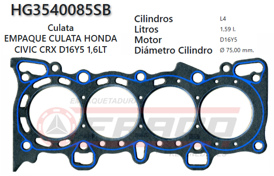 JUNTA DE CULATA HONDA CIVIC D13B6,D16Y5/W5 96/UP 1.3/1.6