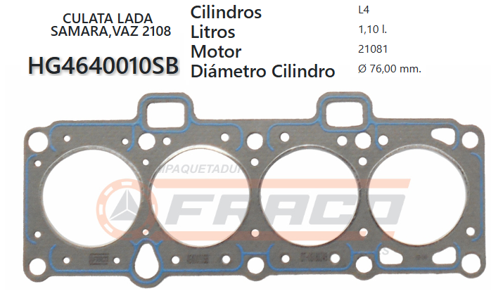 JUNTA DE CULATA LADA 2108/OCH 1.1/1.3 SAMARA/VAZ 2108 85/....