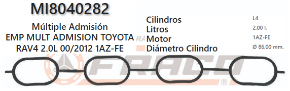 JUNTA DE ADMISION TOYOTA RAV4, PREVIA, CAMRY 1AZ/2AZ-FE, 2.0L, 00/12