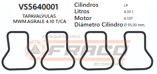 JUNTA DE T/VALVULA MWM 4.10T/TCA 4.3Lt.AGRICOLA