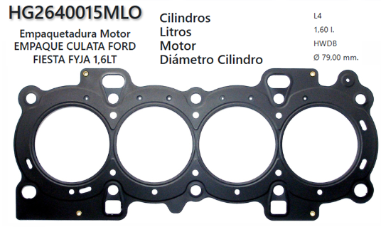 JUNTA DE CULATA FORD FIESTA, FOCUS ZETEC-SE FYJA 1.6L 11/UP
