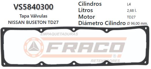 JUNTA DE T/VALVULA NISSAN TERRANO, PICK UP TD27 89/UP