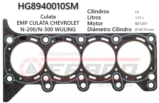 JUNTA DE CULATA CHEVROLET SPARK N200/300, BD12D1, GT, 12L, 09UP