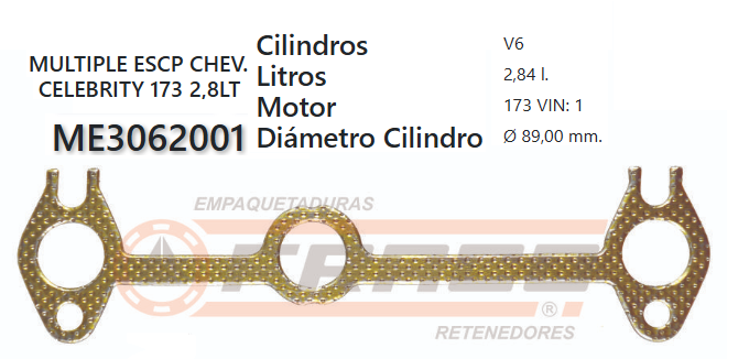 JUNTA DE ESCAPE. CHEVROLET 173 2.8 80/86 (2 und)