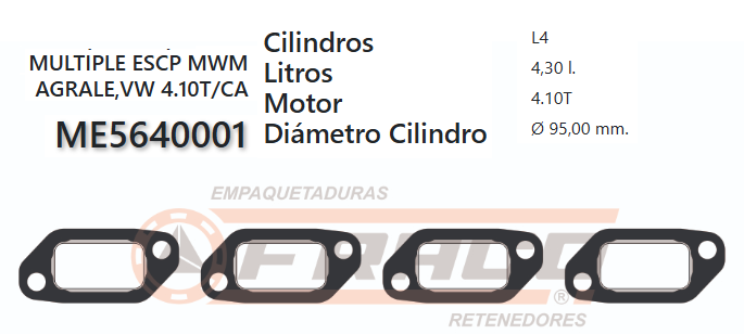 JUNTA DE ESCAPE. MWM 4.10T/TCA 4.3LT.AGRICOLA - MARCOPOLO (SET)
