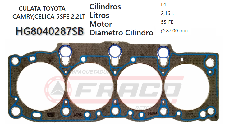 JUNTA DE CULATA TOYOTA CAMRY 3S/5S 2.2.