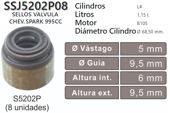 JUNTA DE SELLOS VALV CHEVROLET SPARK 04/ (8 und)