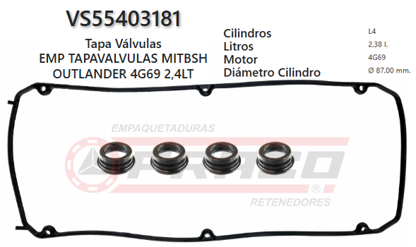 JUNTA DE T/VALVULA MITSUBISHI GALANT, OUTLANDER 4G69 2.4L 03/UP