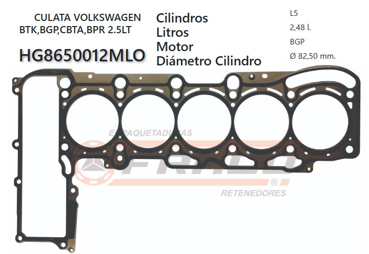 JUNTA DE CULATA VOLKSWAGEN JETTA, BORA, GOLF, BGP,CBTA,BTK 2.5L 05/15