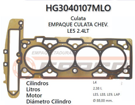 JUNTA DE CULATA CHEVROLET CAPTIVA, HHR, LE9 A24XE 2.4L 10/12