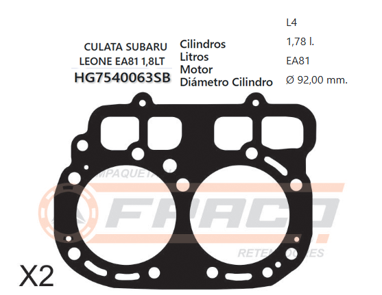 JUNTA DE CULATA SUBARU 1800CC EA81 79/89