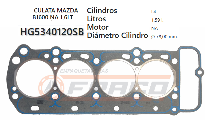 JUNTA DE CULATA MAZDA CAPELLA PICK/UP NA 70/90